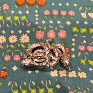 Silver Snake Reptile brooch